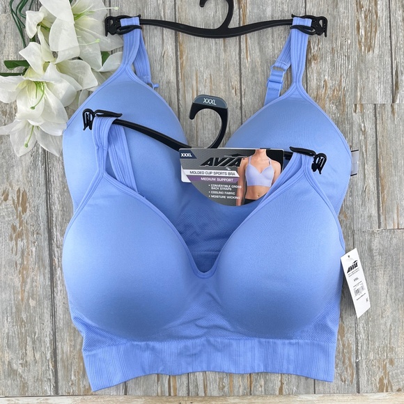 Women's Avia Medium Support Molded Plunge Sports Bra 2-Pack Size XXXL - Picture 1 of 6